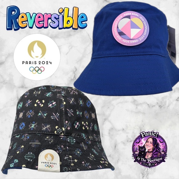 Paris 2024 Accessories - Paris 2024 Olympics Official Reversible Bucket Hat Unisex Blue Black Geometric